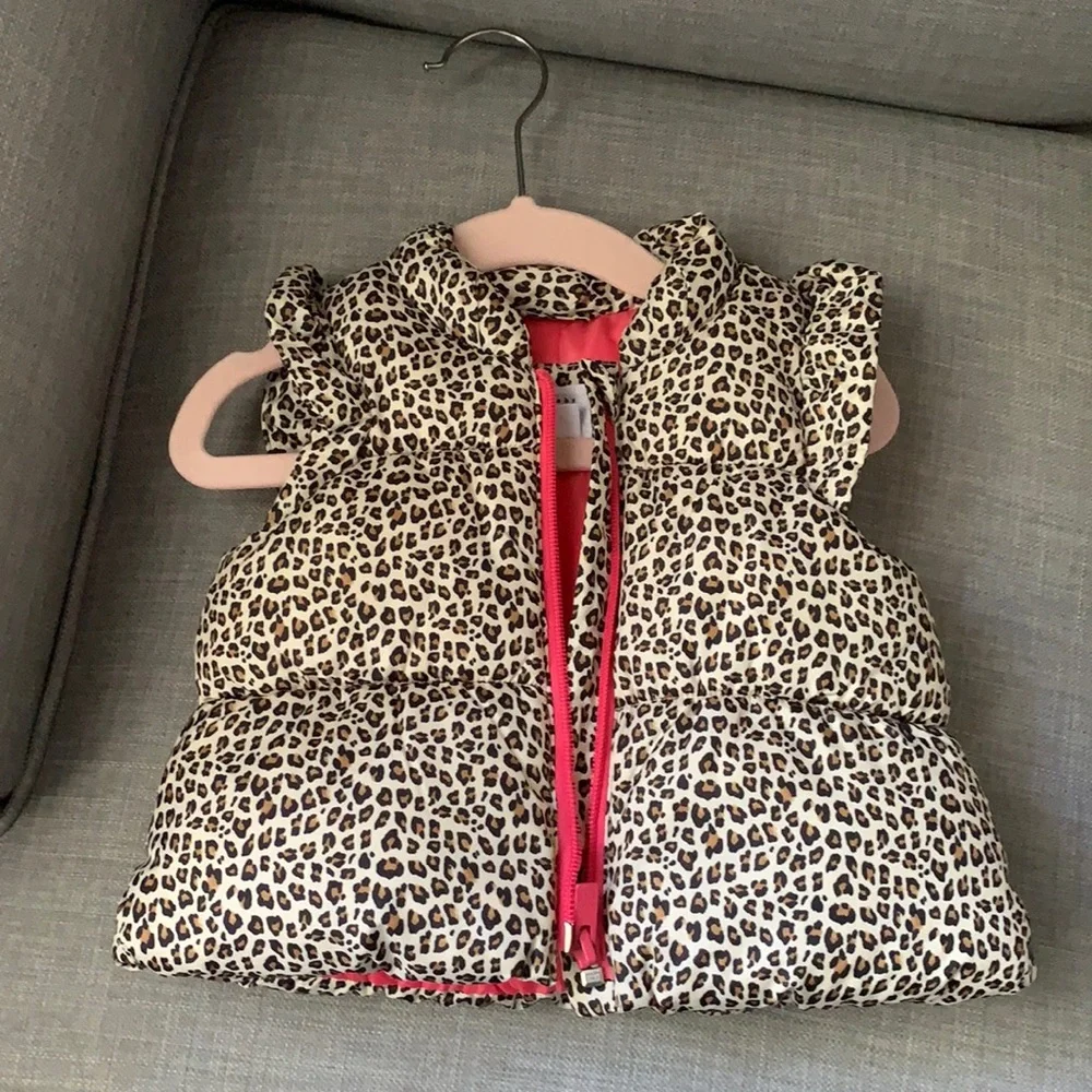 6-12M Cheetah Puffer Vest - worn once